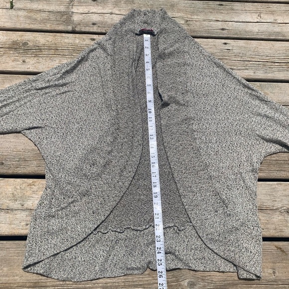 Pretty Young Thing Grey & Cream Marled Open Knit Cardigan - Size Large - Picture 6 of 6